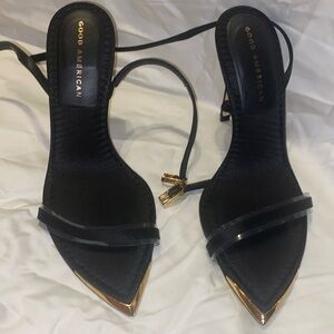 Good American black scrappy stiletto heels